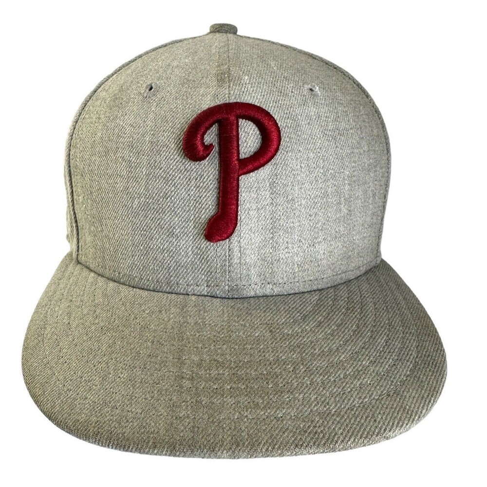 Philadelphia Phillies The Lounge 59Fifty Gray Fitted New Era Red P MLB Size 7